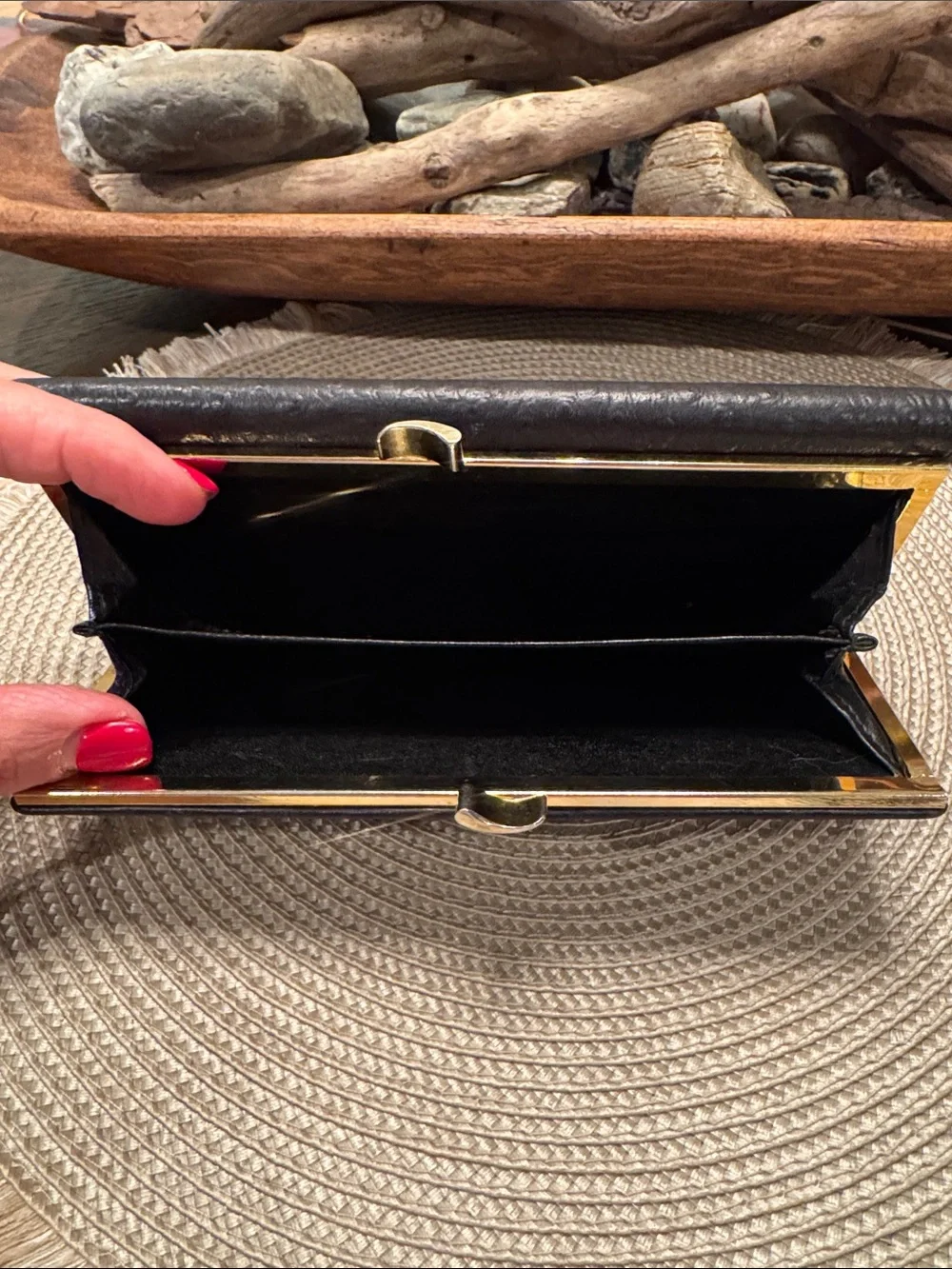 Givenchy Black Textured Leather Clutch with Gold Emblem